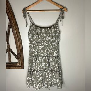 Blu Pepper Olive Green Floral Sundress Size L